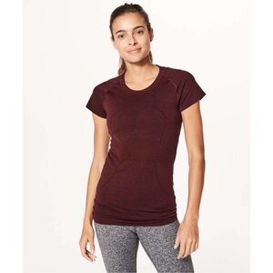 Lululemon Swiftly Tech Short Sleeve Crew Deep Rouge Black Sz 4
